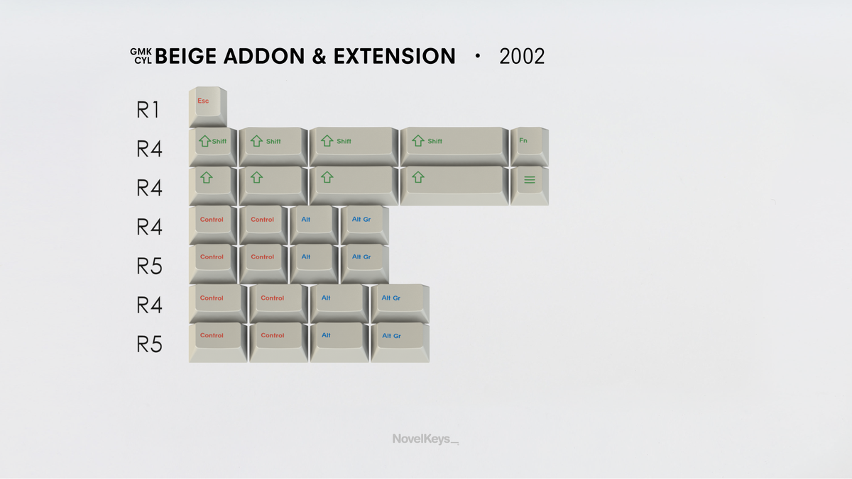  render of GMK CYL Beige Addon and Extension 2002 kit 