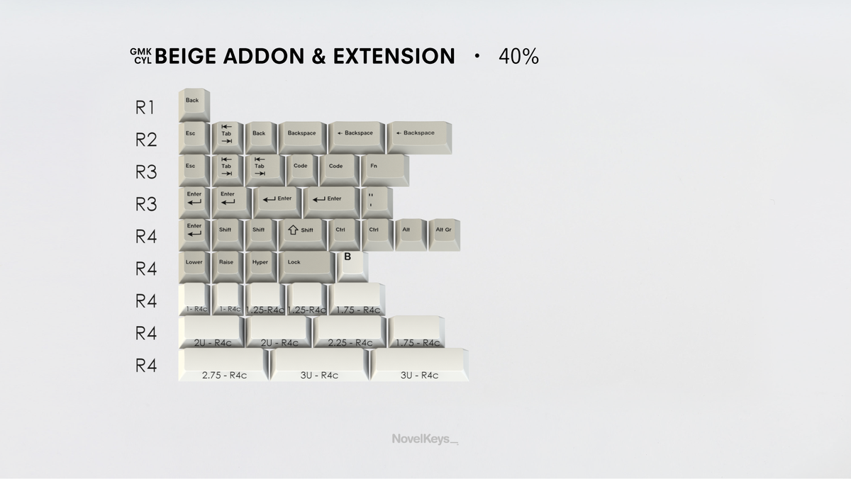  render of GMK CYL Beige Addon and Extension 40s kit 