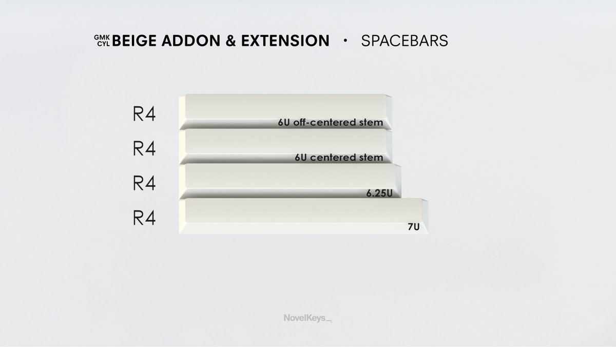  render of GMK CYL Beige Addon and Extension spacebars 