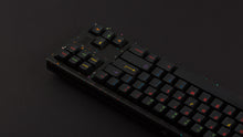 Load image into Gallery viewer, GMK CYL Nachtarbeit on a colorful confetti style back keyboard back view