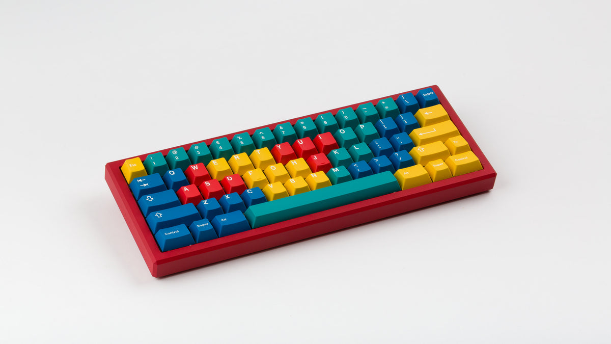  GMK CYL Panels on a red keyboard angled 
