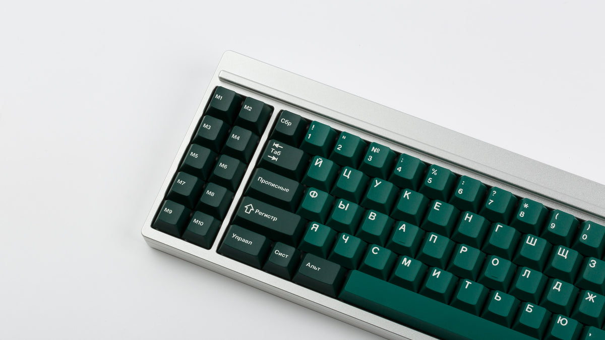  GMK CYL Taiga on a silver keyboard zoomed in on left 
