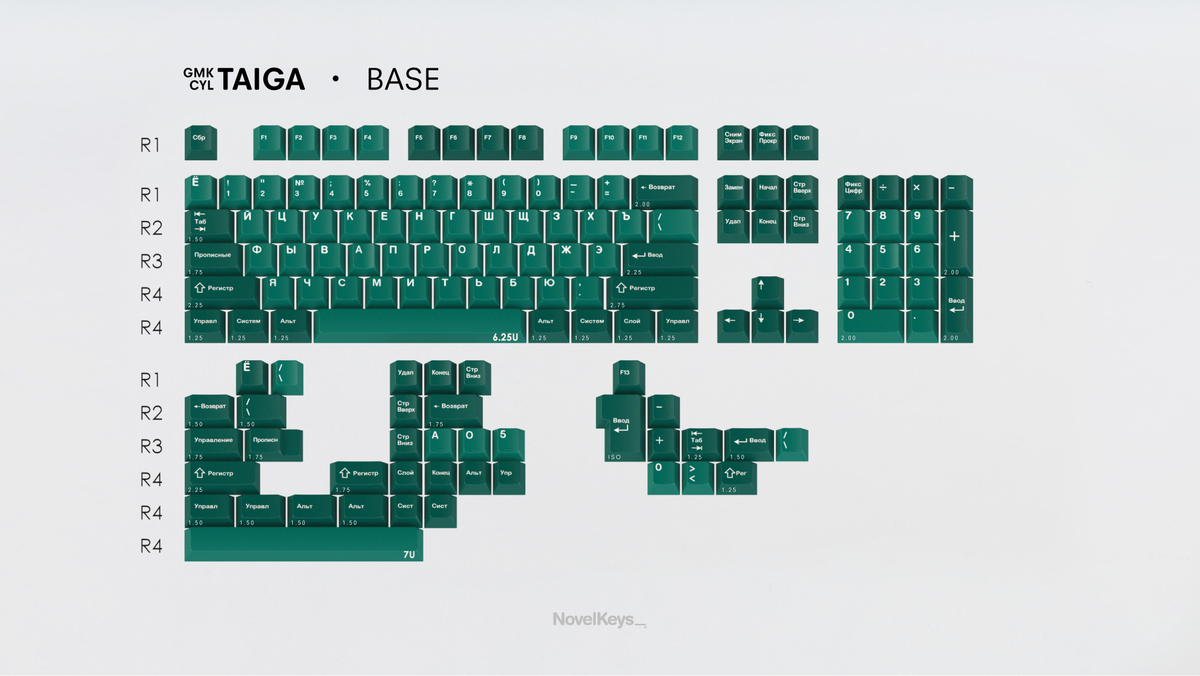  GMK CYL Taiga on a white keyboard base kit 