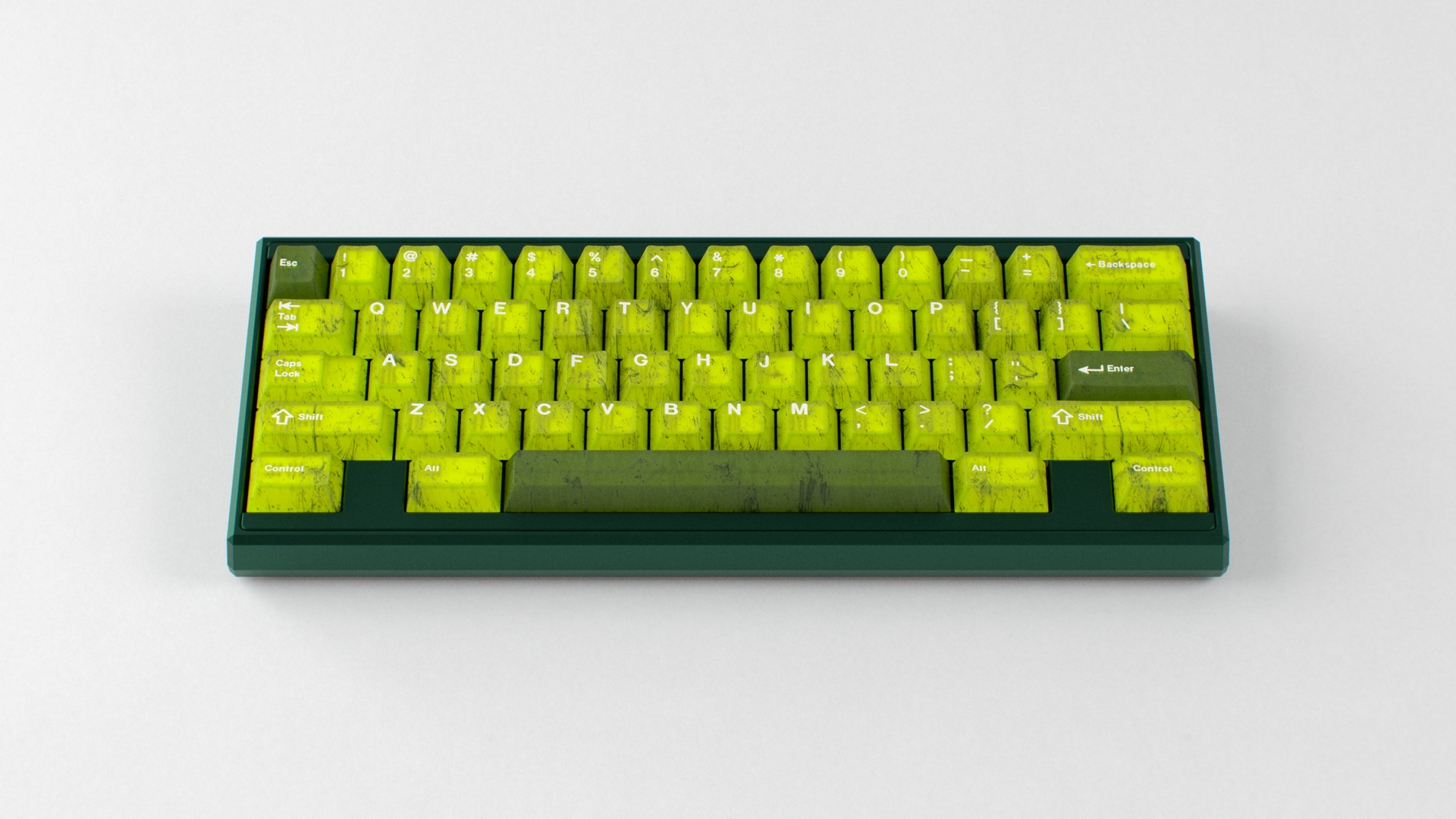 render of GMK CYL Mutagen on a green Keycult Zero