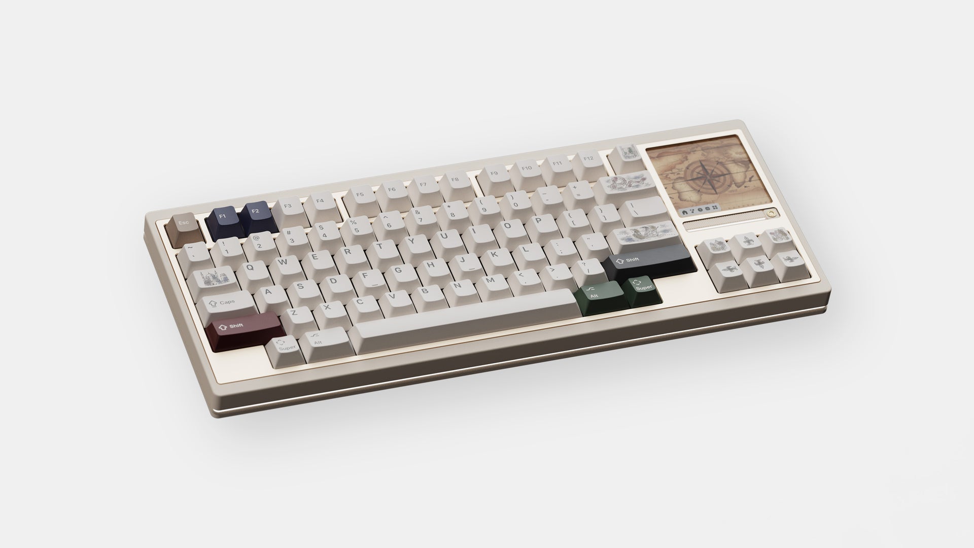 render of KAP TOT top down on keyboard with map angled