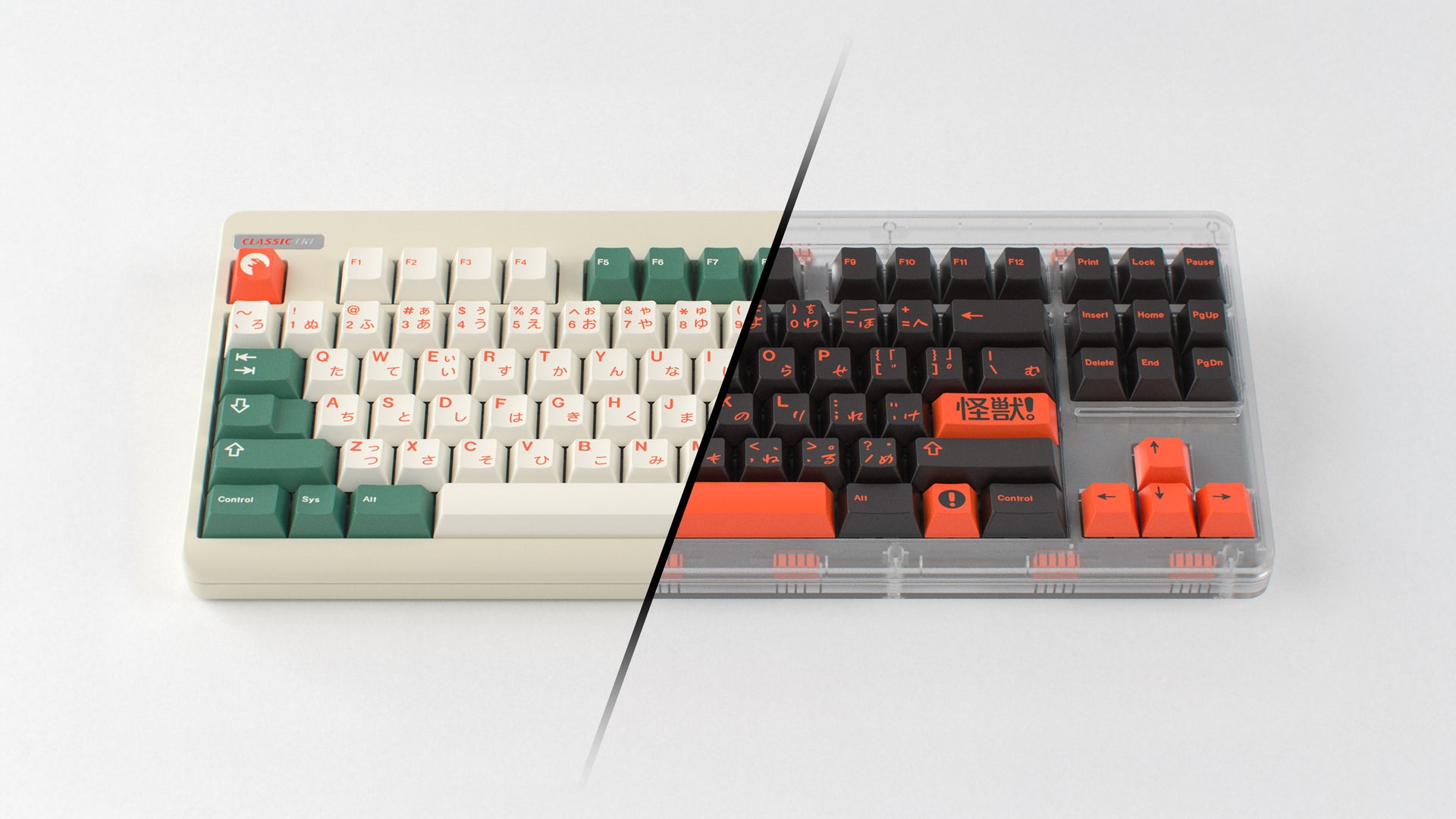 render of GMK CYL Kaiju R3 kaiju and dark kaiju kits on a CLASSIC-TKL