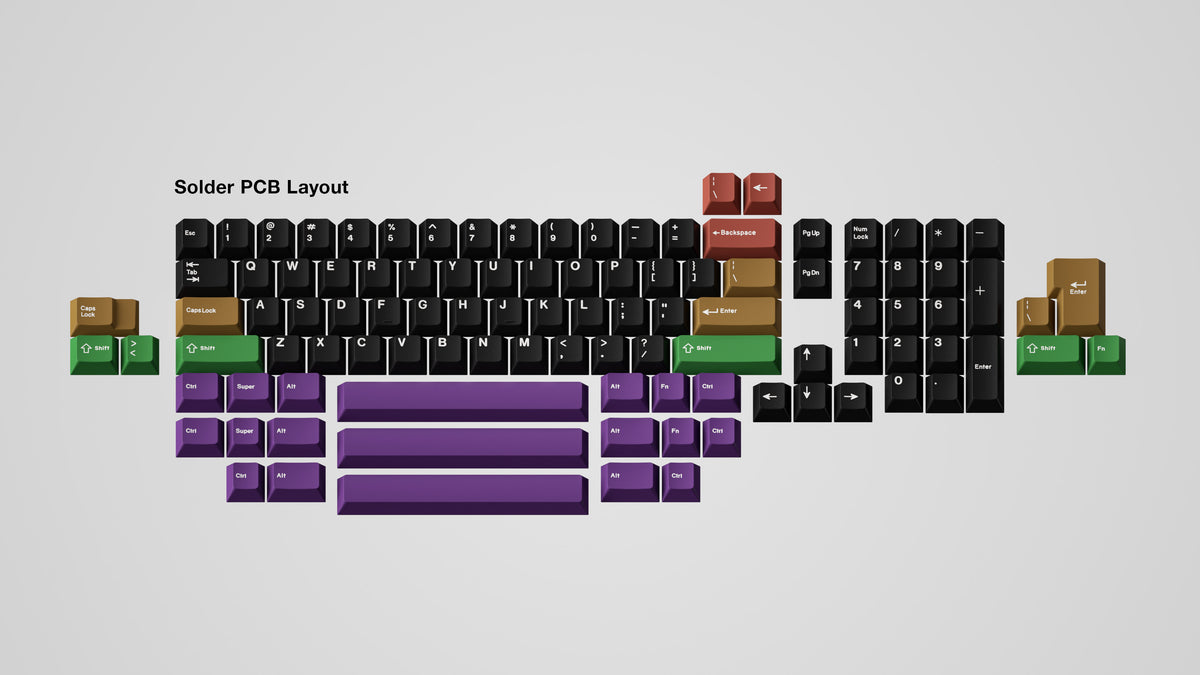 render of soldered pcb keycap layout