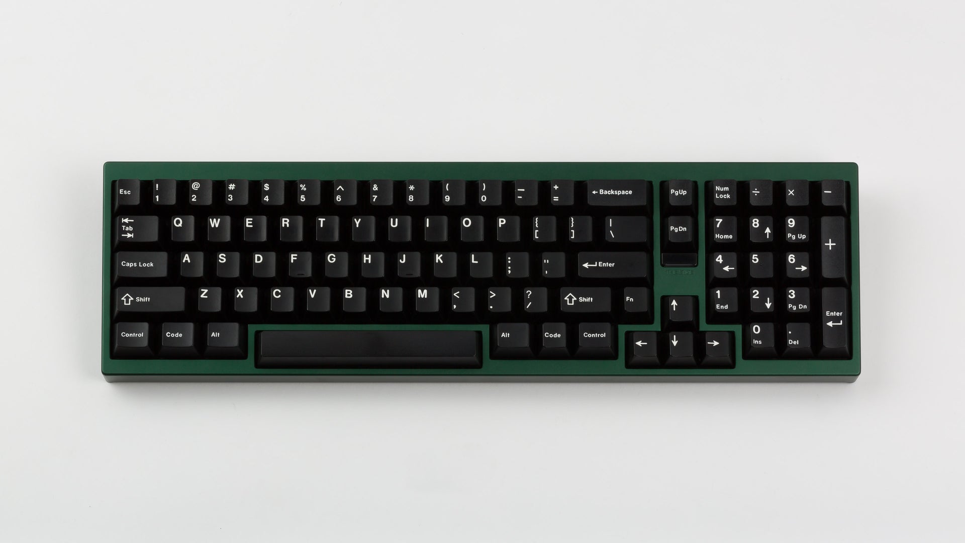 Green NESON 810E Keyboard with white on black keycaps