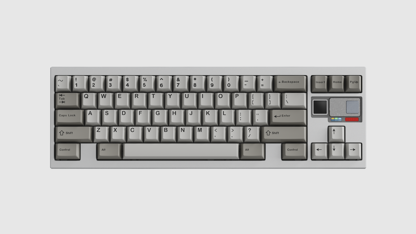 render of ano silver navi featuring some keycaps
