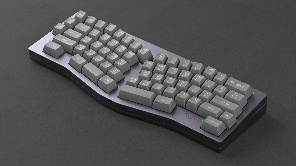  render of SA ASCII on a grey TGR Jane keyboard angled  