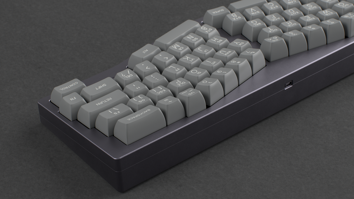  render of SA ASCII on a grey TGR Jane keyboard back view right side 