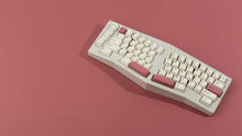 Load image into Gallery viewer, Powder coat beige Type-K at an angle featuring black on beige and black on red keycaps