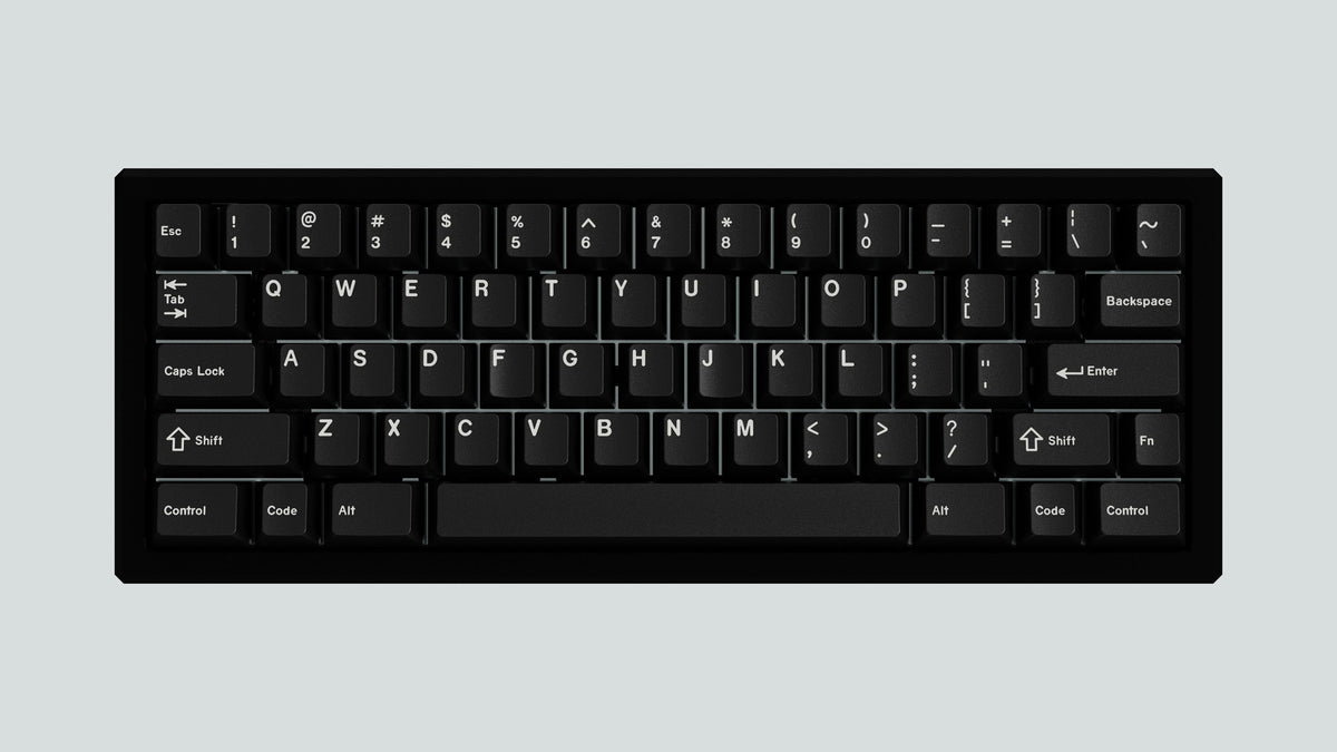  render of soul black case featuring white on black keycaps 