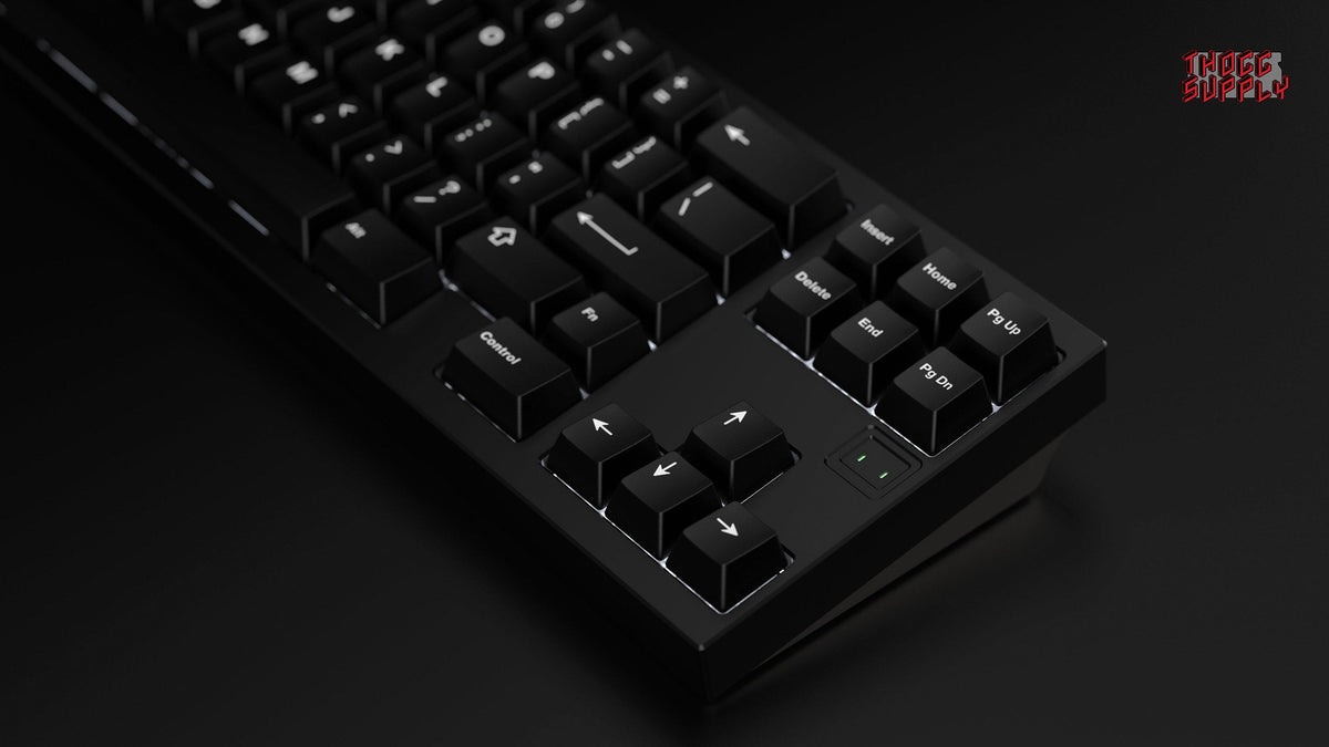  render of XOX70 FRL TKL case in Shadow color angled and zoomed in on right 