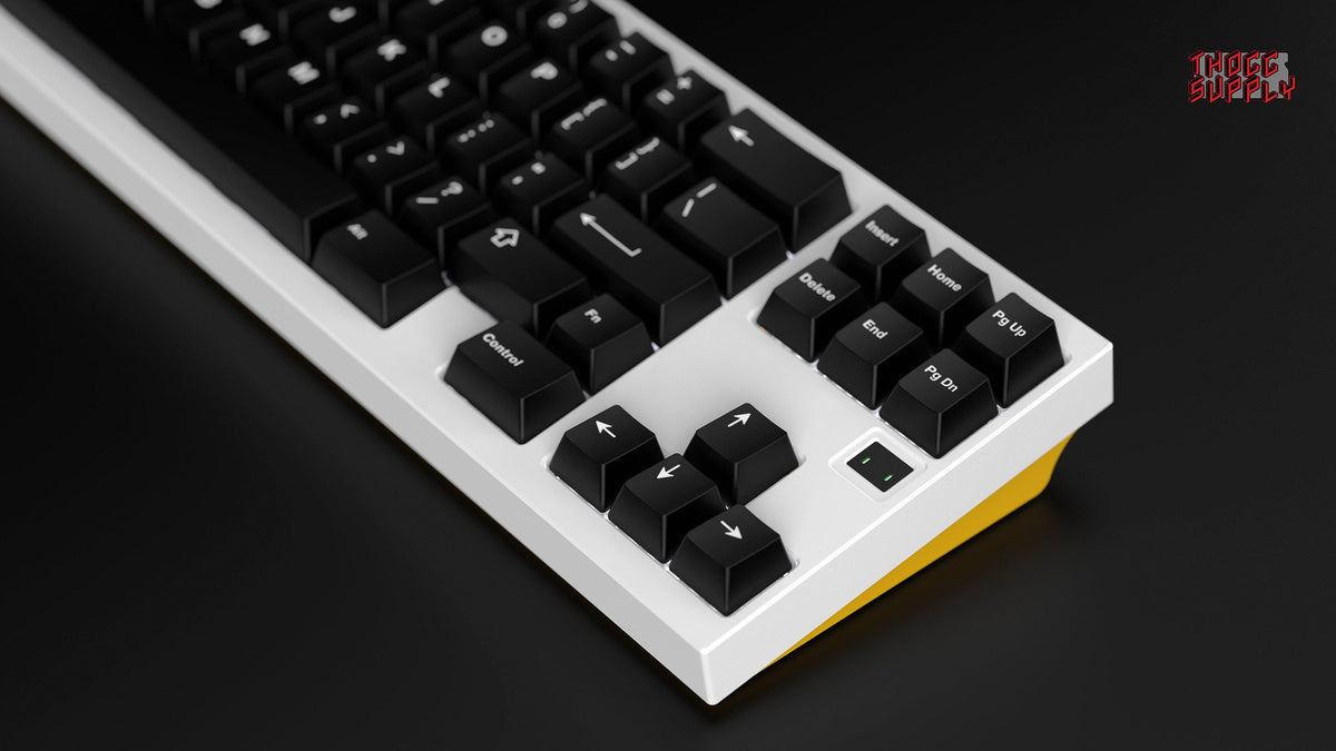  render of XOX70 FRL TKL case in Sunnie color zoomed in on right 