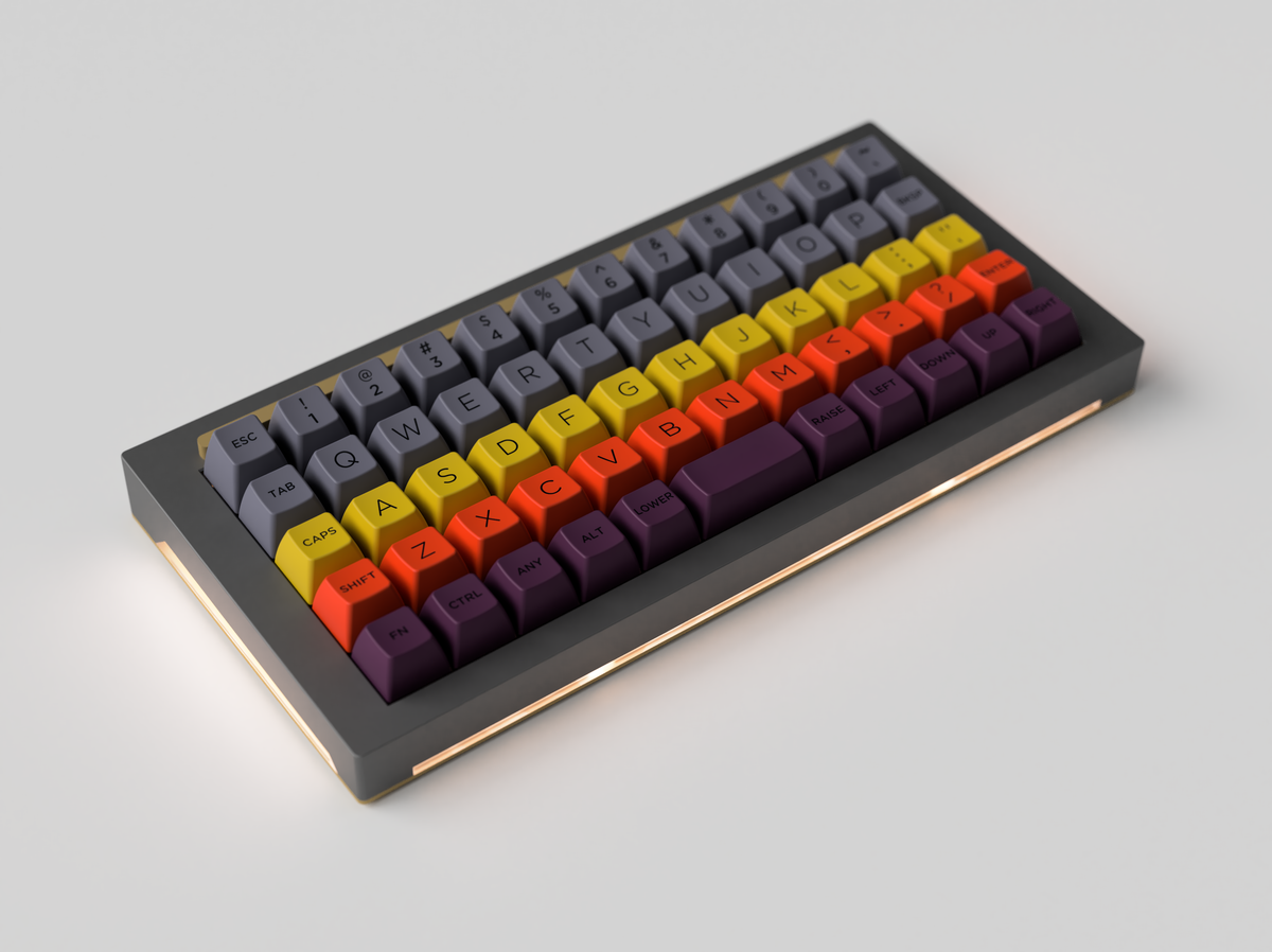  SA Recall on a gray and gold keyboard angled 