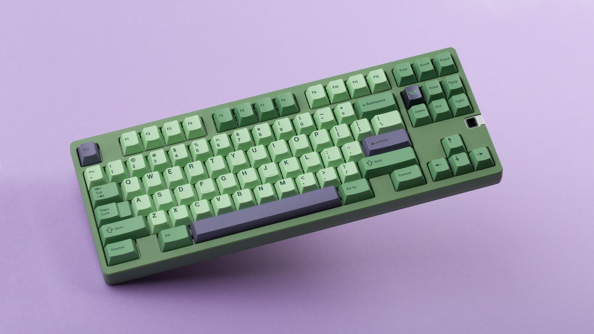  GMK CYL Zooted on a green keyboard angled 