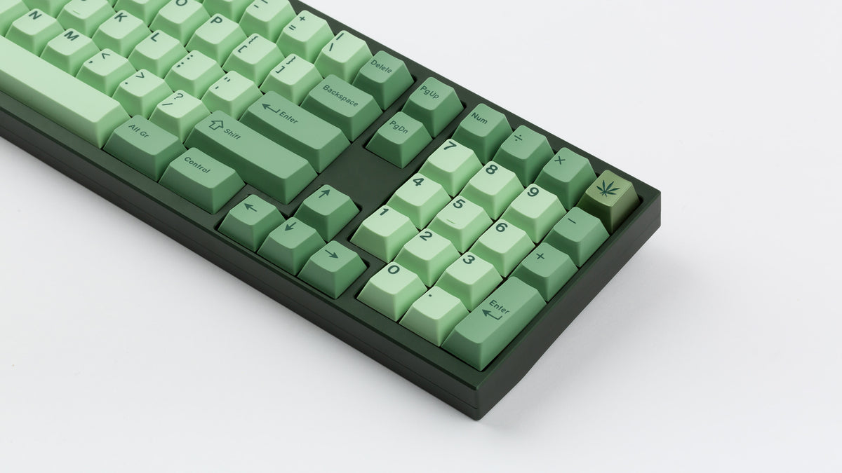  GMK CYL Zooted on a green keyboard zoomed in on right 