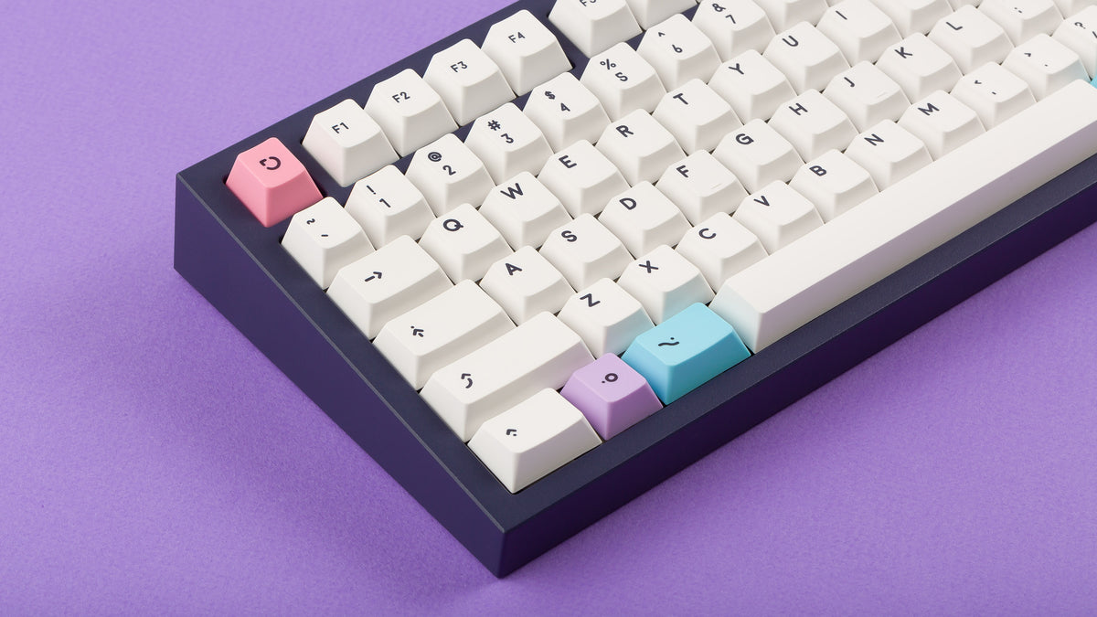  Cherry Milkshake on a purple NK87 keyboard zoomed in left 