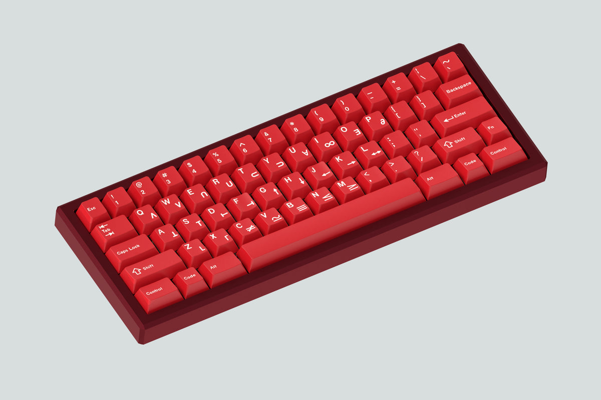  render of momentum red case angled featuring some red keycaps 