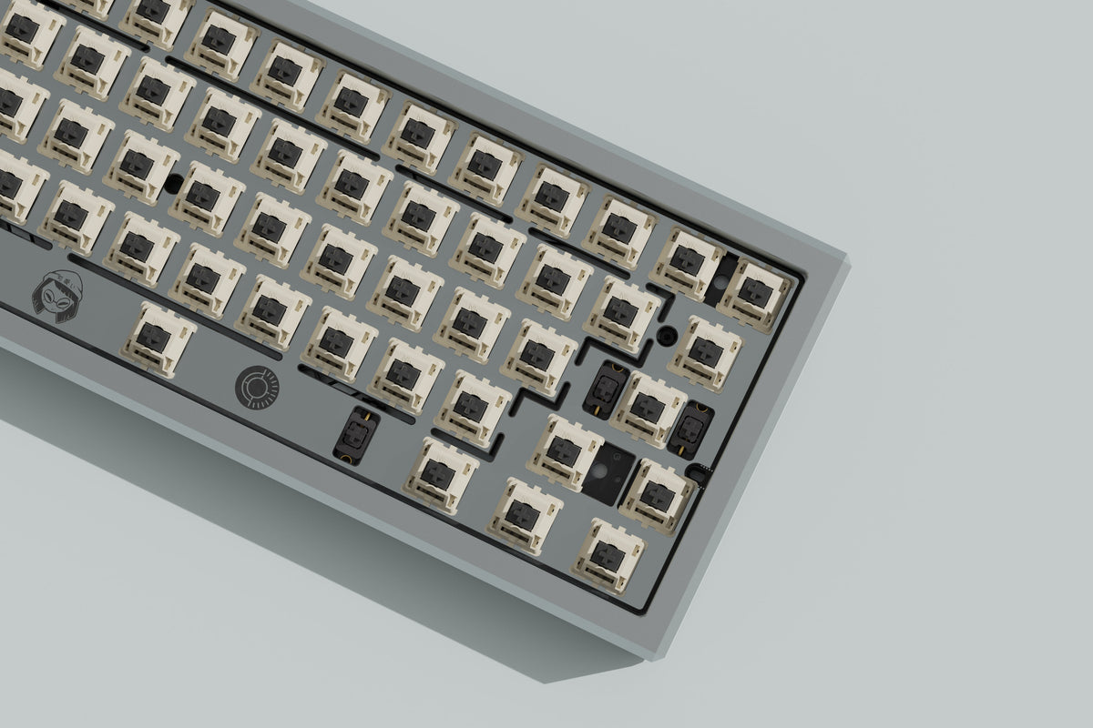  render of a lightning silver case top down featuring some switches 