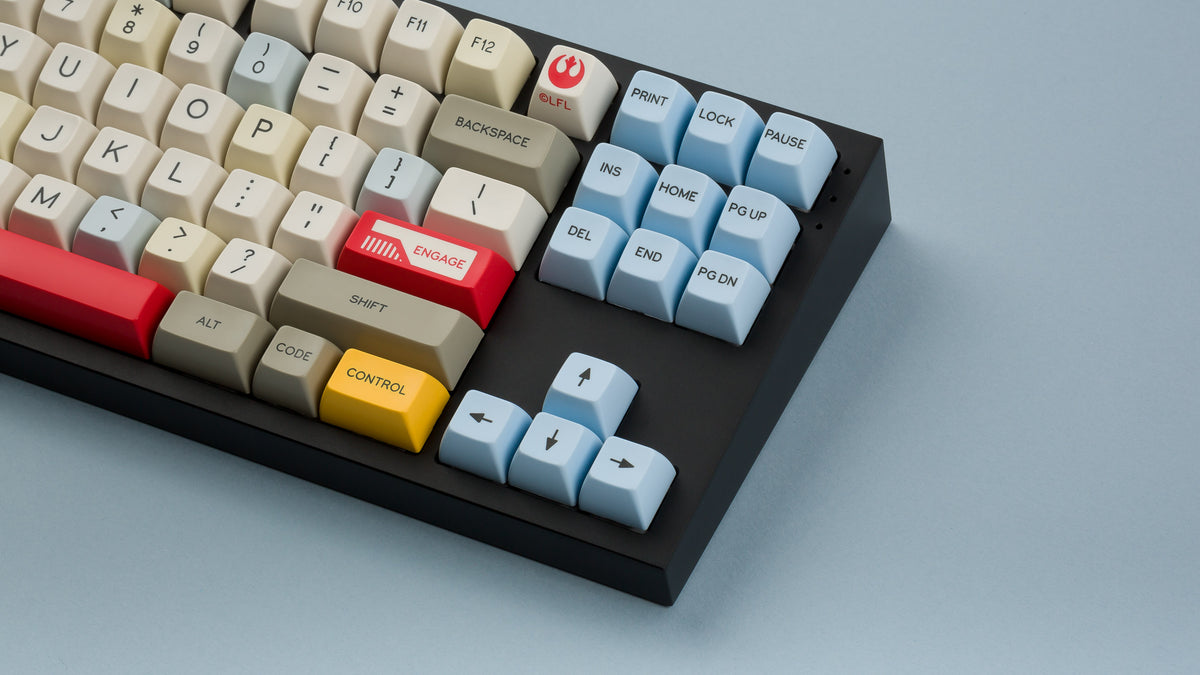  X-Wing keycaps on a black NK87 zoome din on right alternate angle 