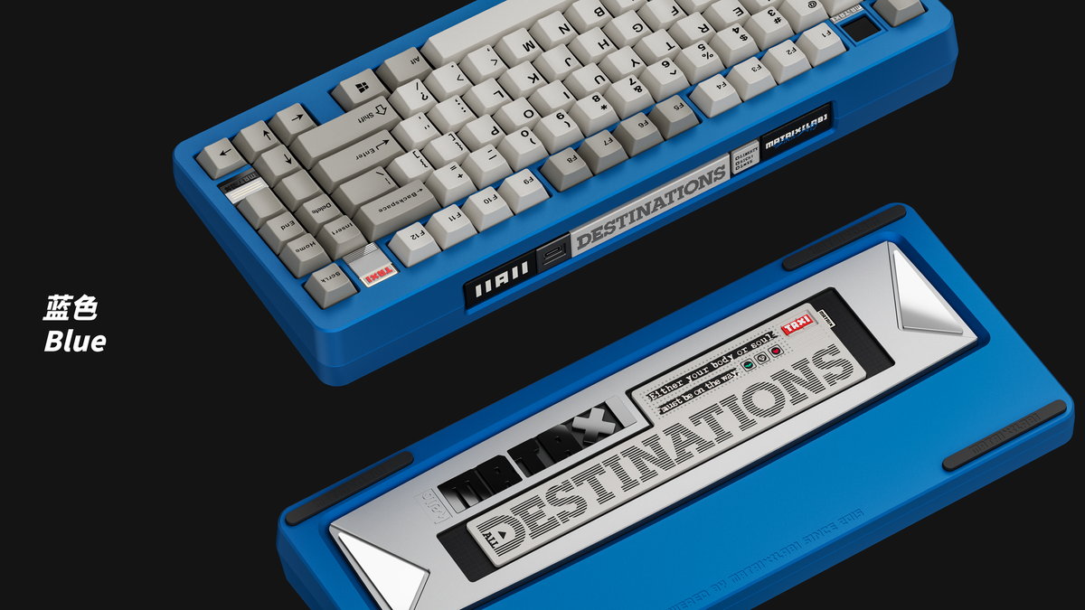render of Matrix MRTAXI keyboard in blue