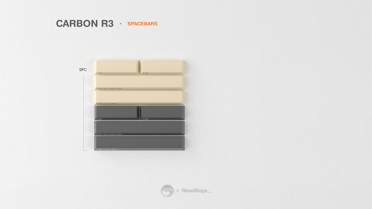  render of GMK CYL Carbon R3 spacebars kit 