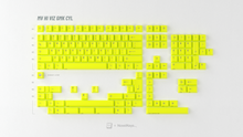Load image into Gallery viewer, Render of GMK CYL Hi! Viz R2 Base Kit - neon yellow keycaps with dark gray legends in full keyboard layout