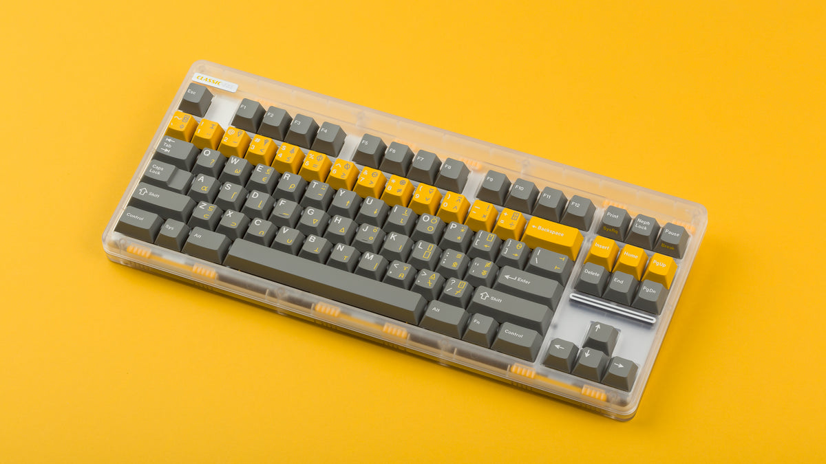  CLASSIC-TKL Proto Yellow with GMK CYL FTRO keycaps 