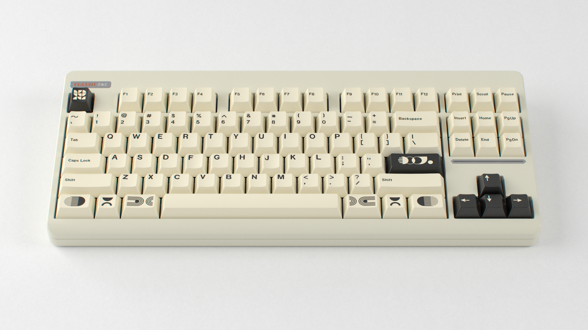 render of GMK CYL Creme on a beige Classic TKL