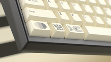 Load image into Gallery viewer, render of GMK CYL Creme on a black keyboard close up on left side