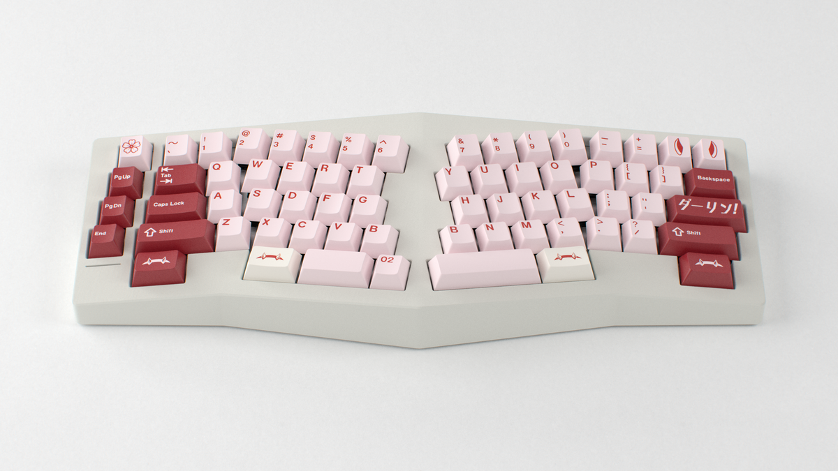  render of GMK CYL Darling on a beige Type K  