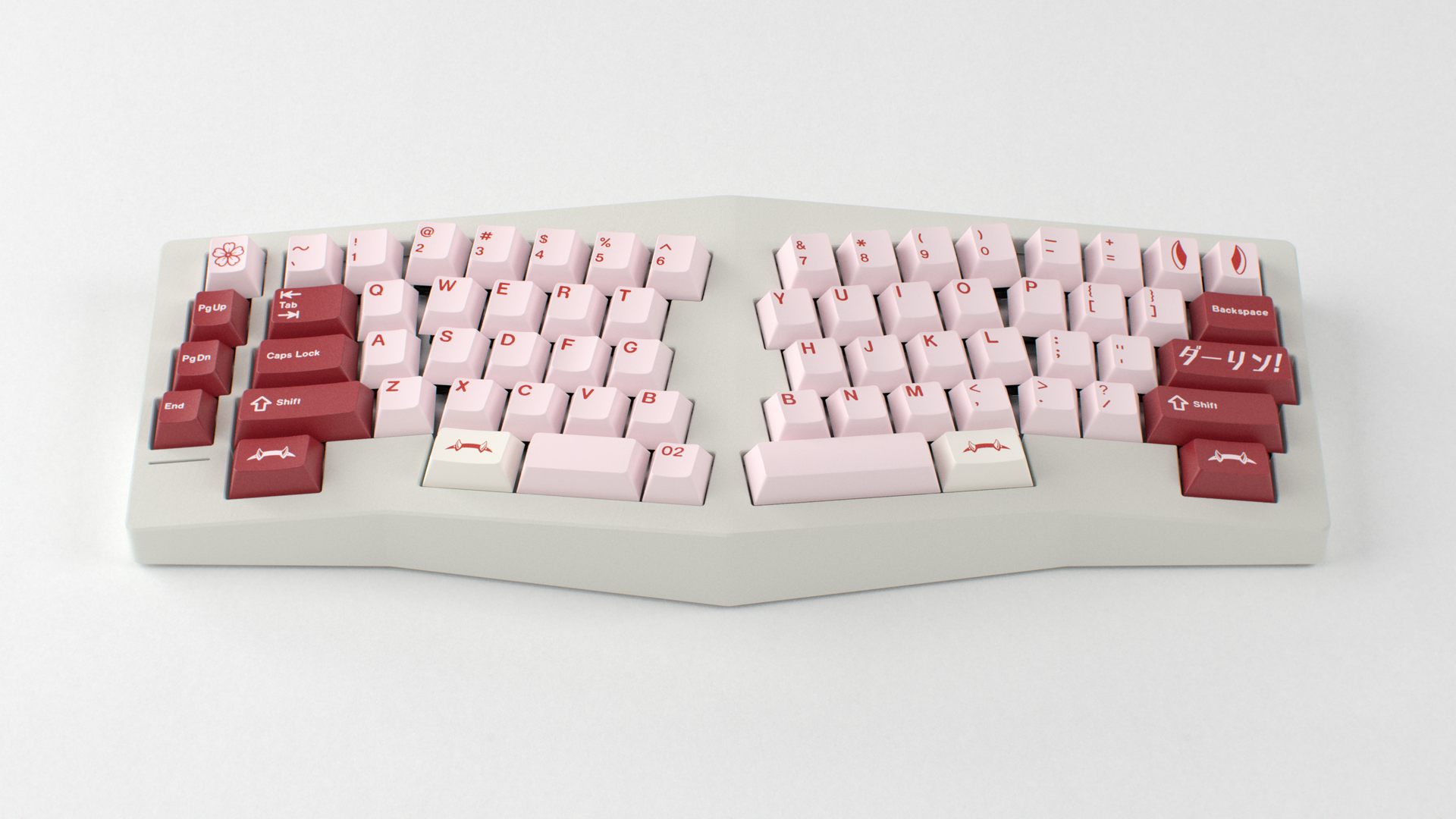 render of GMK CYL Darling on a beige Type K 