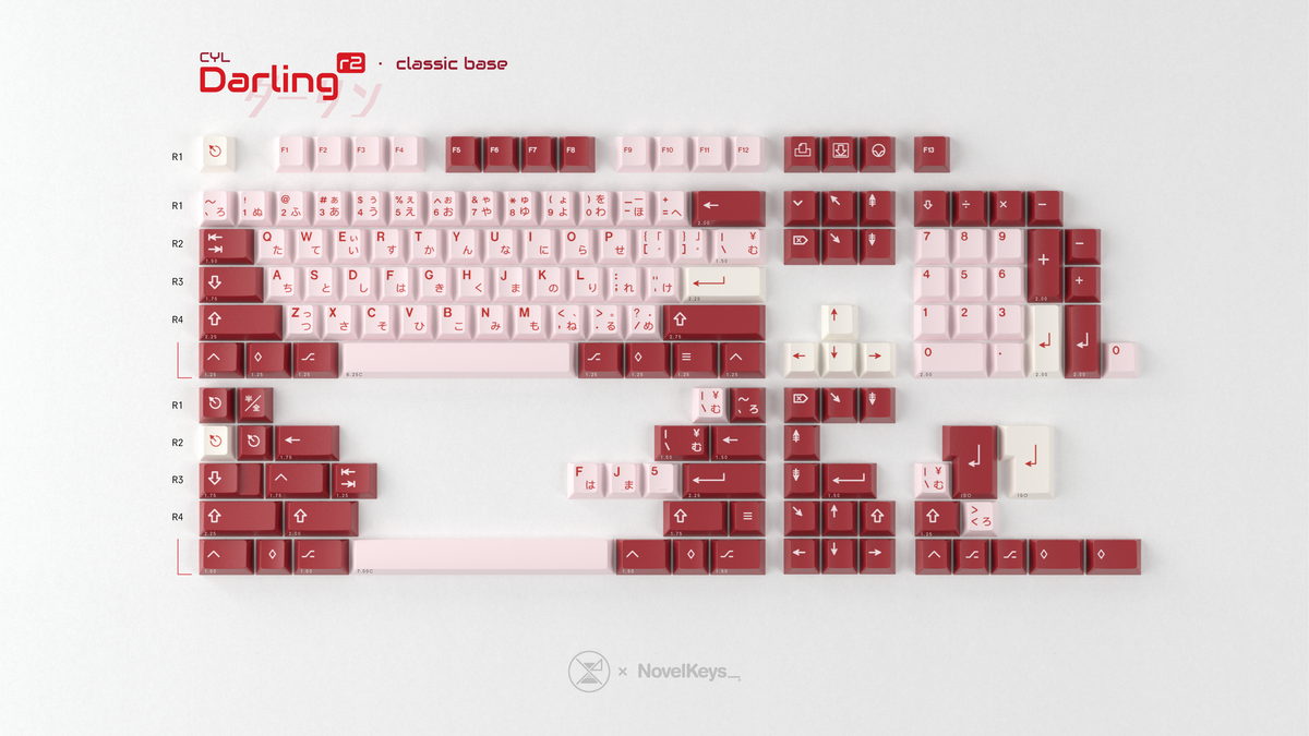  render of GMK CYL Darling classic base kit 