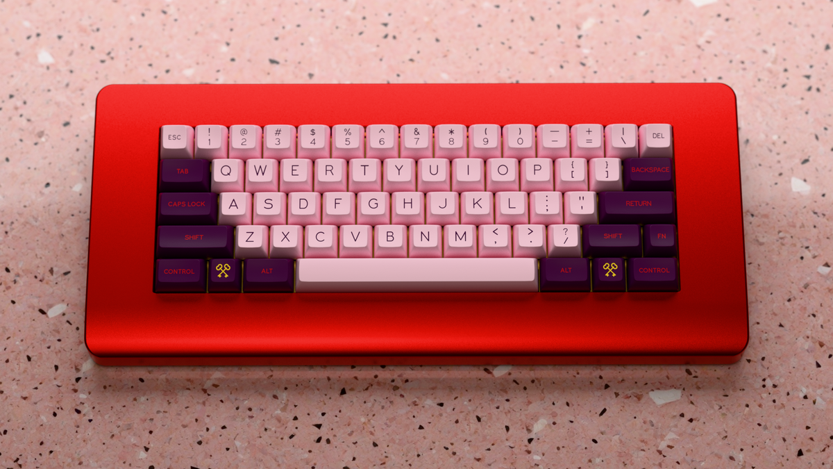  render of SA Grand Budapest on a red keyboard 