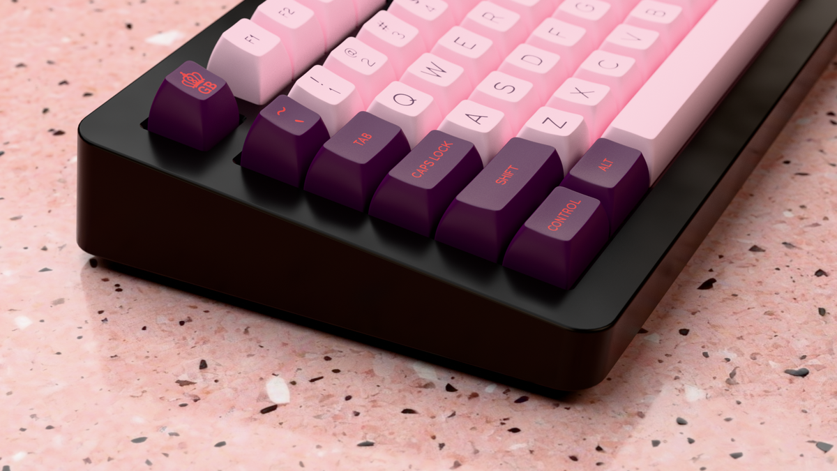  render of SA Grand Budapest on a black keyboard close up on left side 