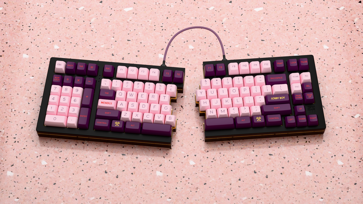  render of SA Grand Budapest on a black split keyboard 