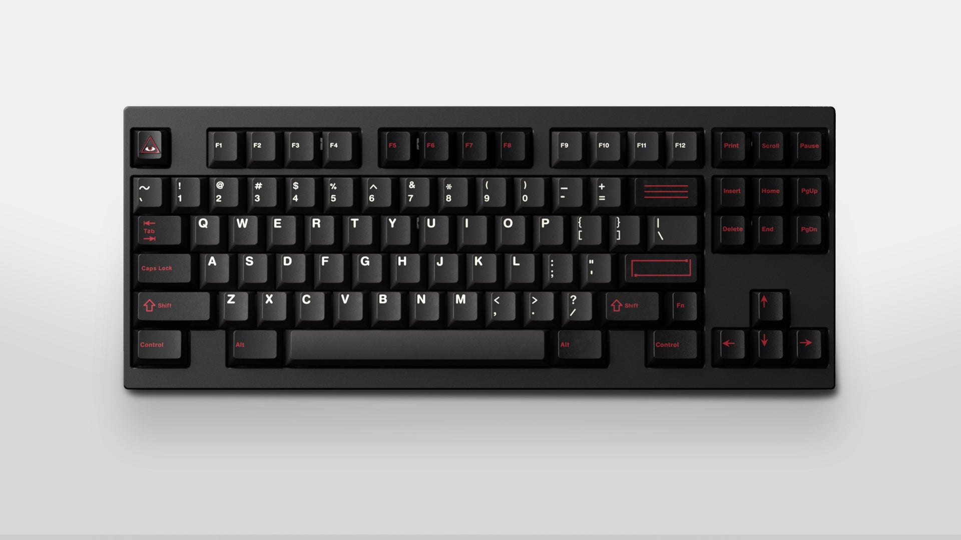 render of GMK CYL Evil Dolch on a black keyboard