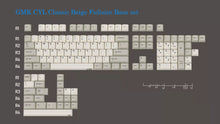 Load image into Gallery viewer, Render of GMK CYL Classic Beige Fullsize Base Set - warm beige and gray keycaps with black legends, standard fullsize layout