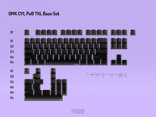 Load image into Gallery viewer, Render of GMK CYL PoB TKL Base Set - purple keycaps with black legends, tenkeyless layout, 113 pieces