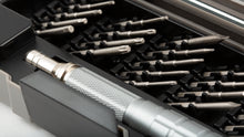 Load image into Gallery viewer, Close-up of GEON x Nanch precision screwdriver handle and interchangeable bits inside case