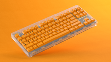 Load image into Gallery viewer, render of GMK CYL ADA on a clear classic tkl angled on an orange background
