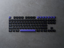 Load image into Gallery viewer, GMK CYL PoB purple keycaps on keyboard, lifestyle photo showing full layout