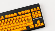 Load image into Gallery viewer, GMK CYL ADA keycaps close-up of right side, navigation cluster and arrows on black keyboard