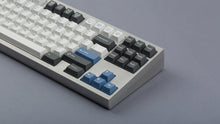 Load image into Gallery viewer, GMK CYL Arctic on silver keyboard zoomed in on right