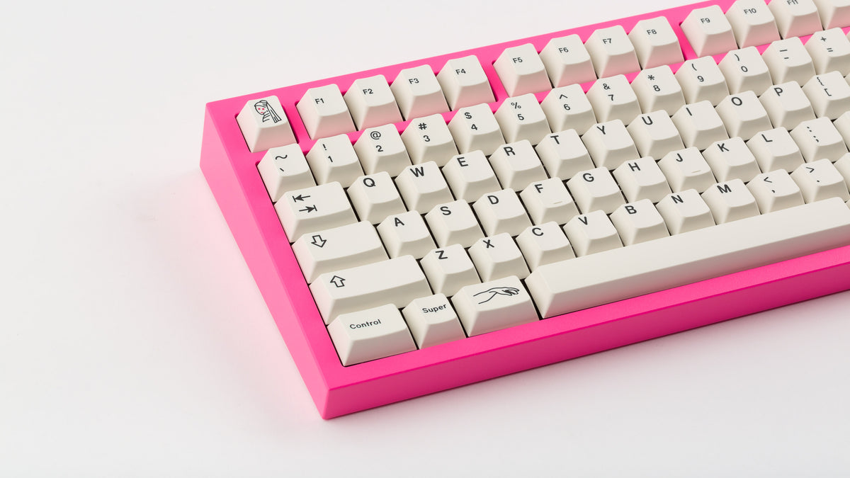  GMK CYL Art on a pink NK87 zoomed in on left 