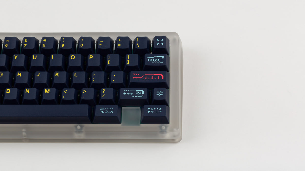  GMK CYL Awaken on a clear keyboard zoomed in on right 