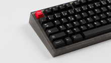 Load image into Gallery viewer, GMK CYL Blanc Sur Noir on NK87 Smoke keyboard zoomed in on left
