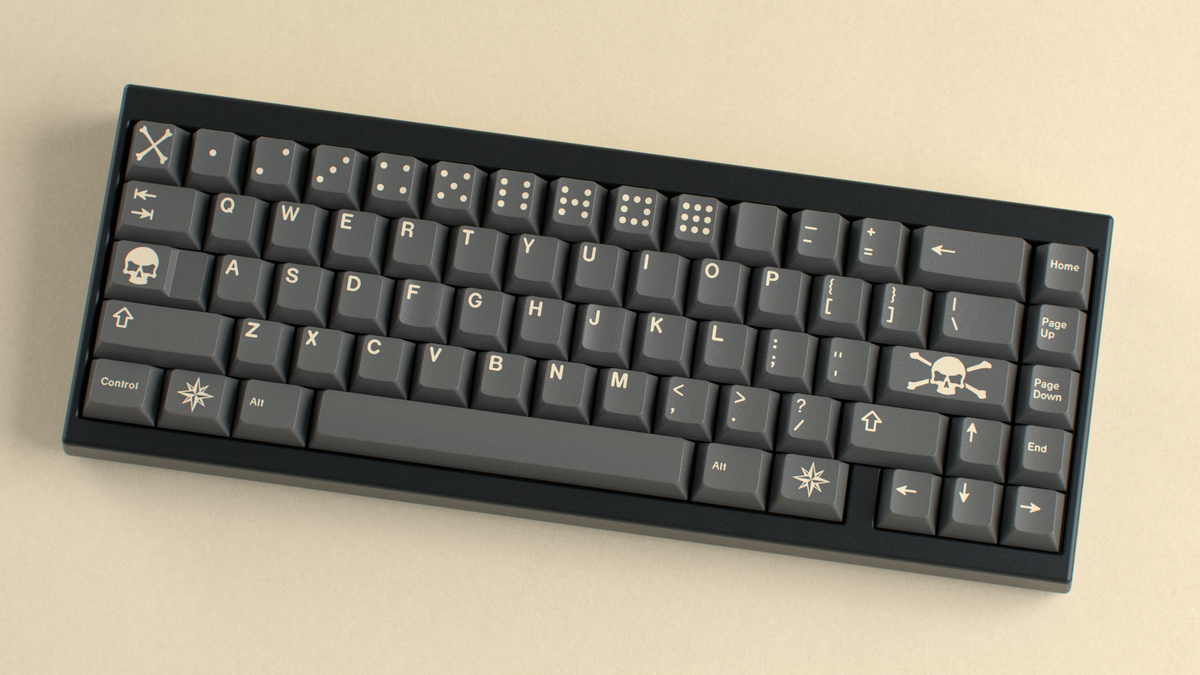  render of GMK CYL Boneyard on a black keyboard 